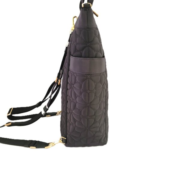 Kate Spade KK161 Spade Flower Quilted Fabric Convertible Backpack Laptop Black - Picture 5 of 7